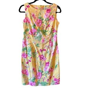 Vintage Yellow Floral Print Dress